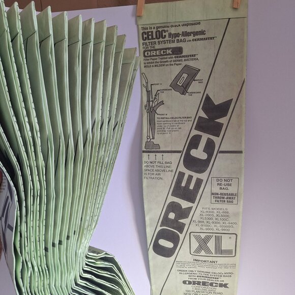 16 Oreck XL Vacuum Celoc Hypo-Allergenic Disposable Filter Bags With Germastat - Picture 1 of 8